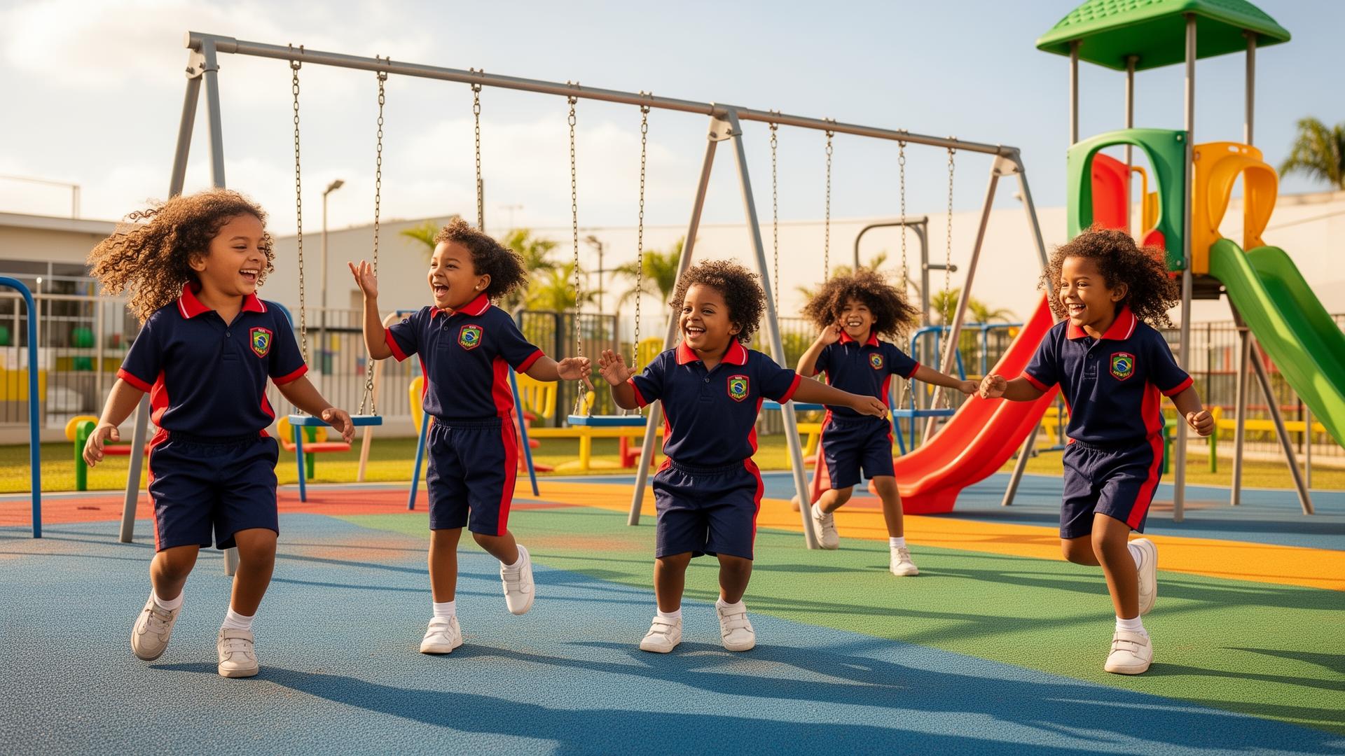 Crianças brincando no parque da escola
